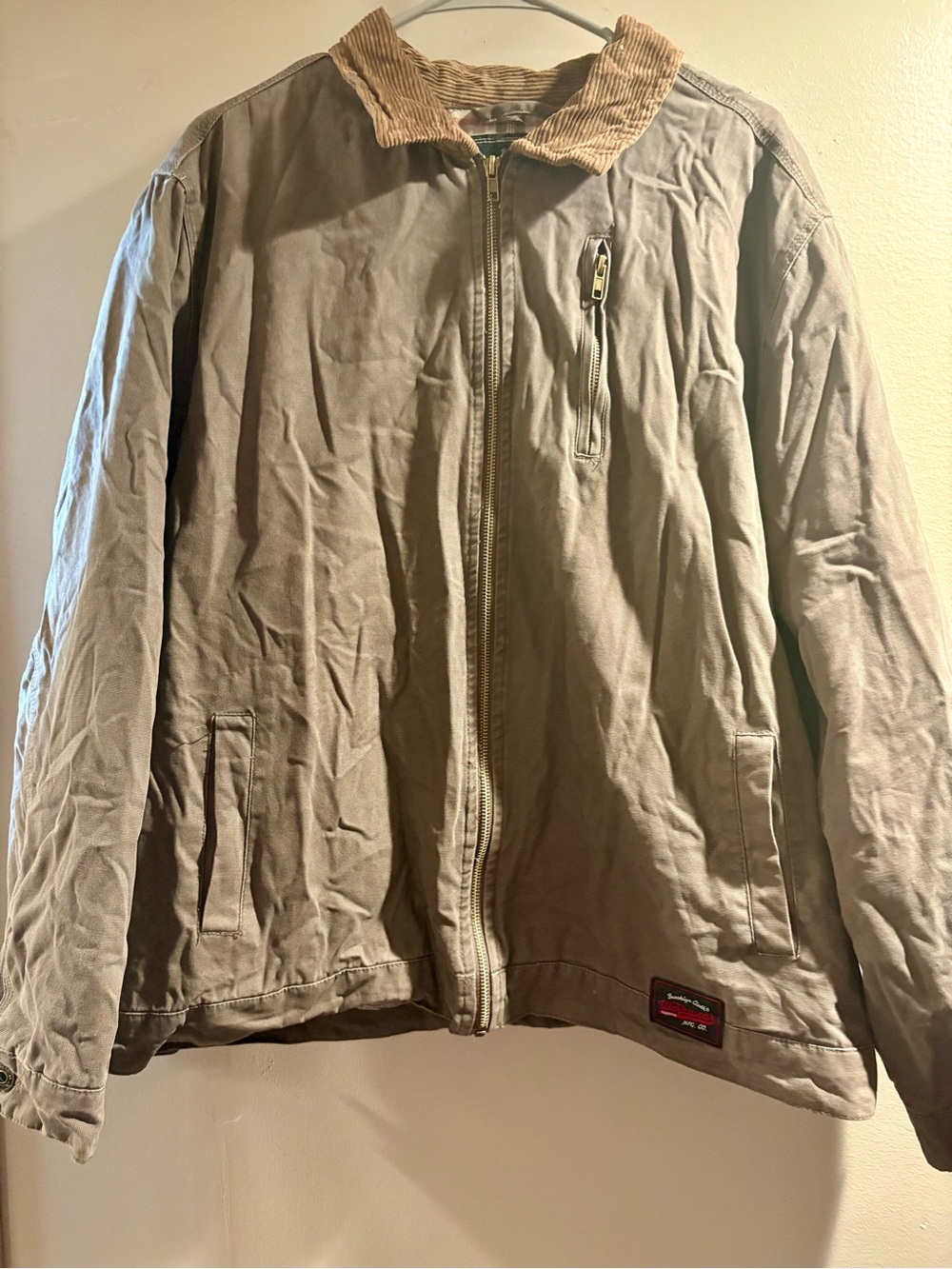 Brooklyn Cloth Taupe Canvas Field Jacket with Corduroy Collar